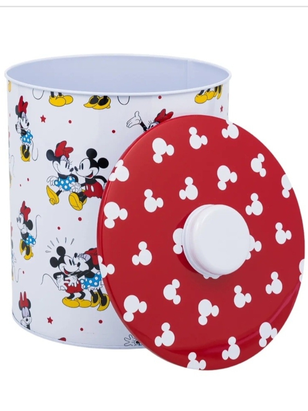 Mickey & Minnie Mouse Red & White Cookie Tin with Lid